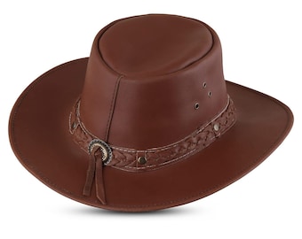 Hat Buffalo Cowboy Western Leather Hat-Men and Women Premium Lather Cowboy Hat- Lather Cowboy western Hat