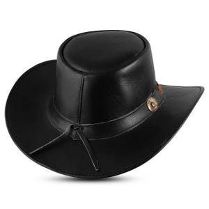 Hat Buffalo Cowboy Western Leather Hat-Men and Women Premium Lather Cowboy Hat- Lather Cowboy western Hat
