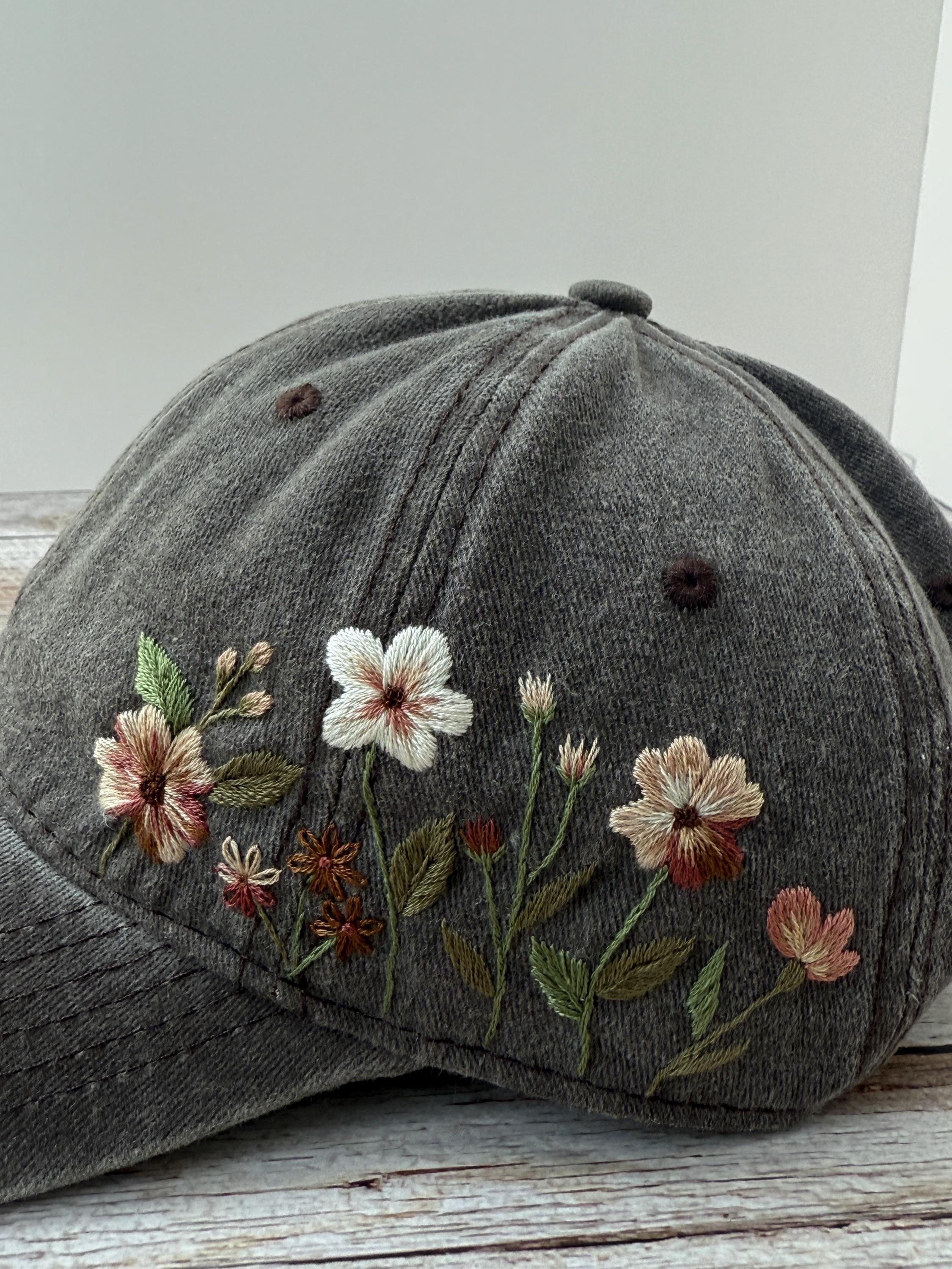Handmade Floral Embroidered Dad Hat Cotton Adjustable Baseball Cap Garland Dad Hat – Stay Home Club main image 4