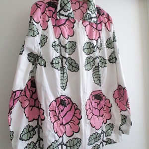 Handmade jacket,Marimekko Vihkiruusu handmade jacket , cotton fabric ,Pink Rose,Shipping free.