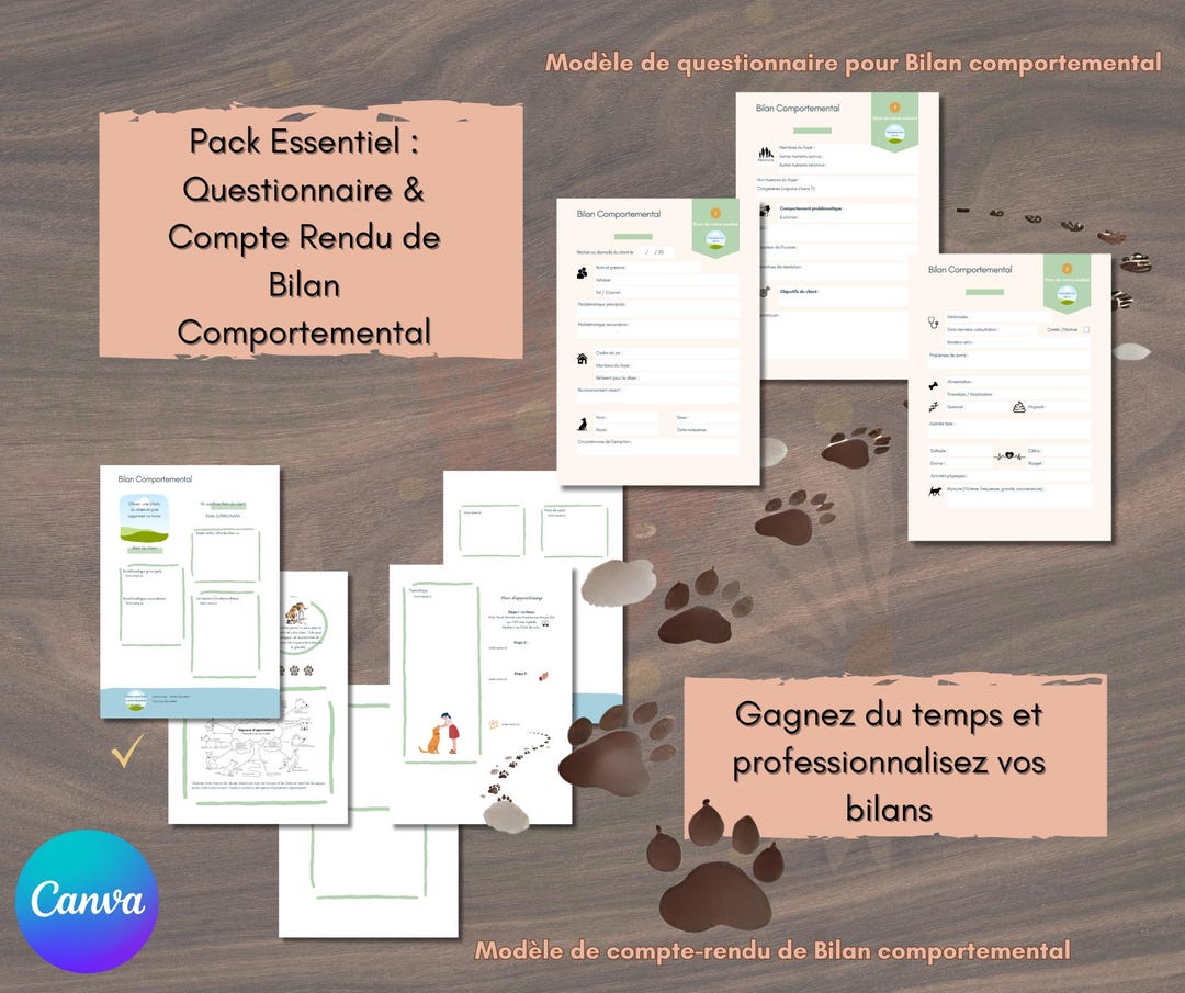 Dog Behavior Assessment Pack, Questionnaire & Editable Report, Canva ...