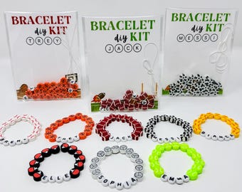 Sport Party Favor DIY Bracelet Kit Custom Party Favor Interactive Fun Sport Team Gift Name Bracelet Bday Activity Football Soccer Basketball