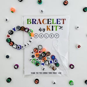 Halloween Bracelet Kit DIY Halloween Party Favor Halloween Craft Halloween Classroom Favor Noncandy Halloween Activity Family Name Bracelet
