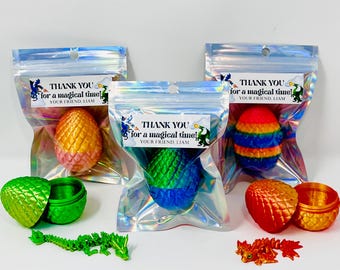 3D Printed Dragon Egg with Dragon Inside Noncandy Party Favor Dinosaur Hatchling