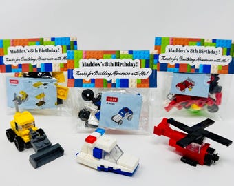 Car Building Block Party Favor for Kids Assembled Goodie Bag Custom Party Favor Noncandy Fire Truck Police Car Construction Vehicle Activity