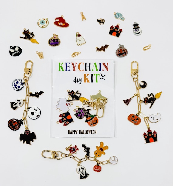 Make Your Own Keychain Kit Halloween DIY Bag Charm Keychain Halloween Girls Night Activity Halloween DIY Charm Keychain Kit Slumber Party