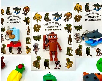 Italian Brainrot Party Favor for Kid Brainrot Birthday Gift for Teen Brainrot Keychain Skibidi Tralalero Thank You Goodie Bag for Kid Gift