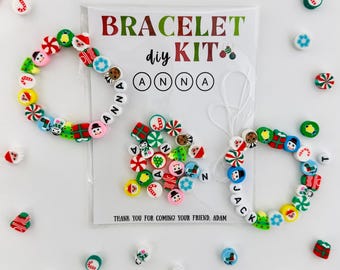 Christmas Bracelet Kit DIY Christmas Party Favor Christmas Craft Christmas Classroom Favor Noncandy Christmas Activity Family Name Bracelet