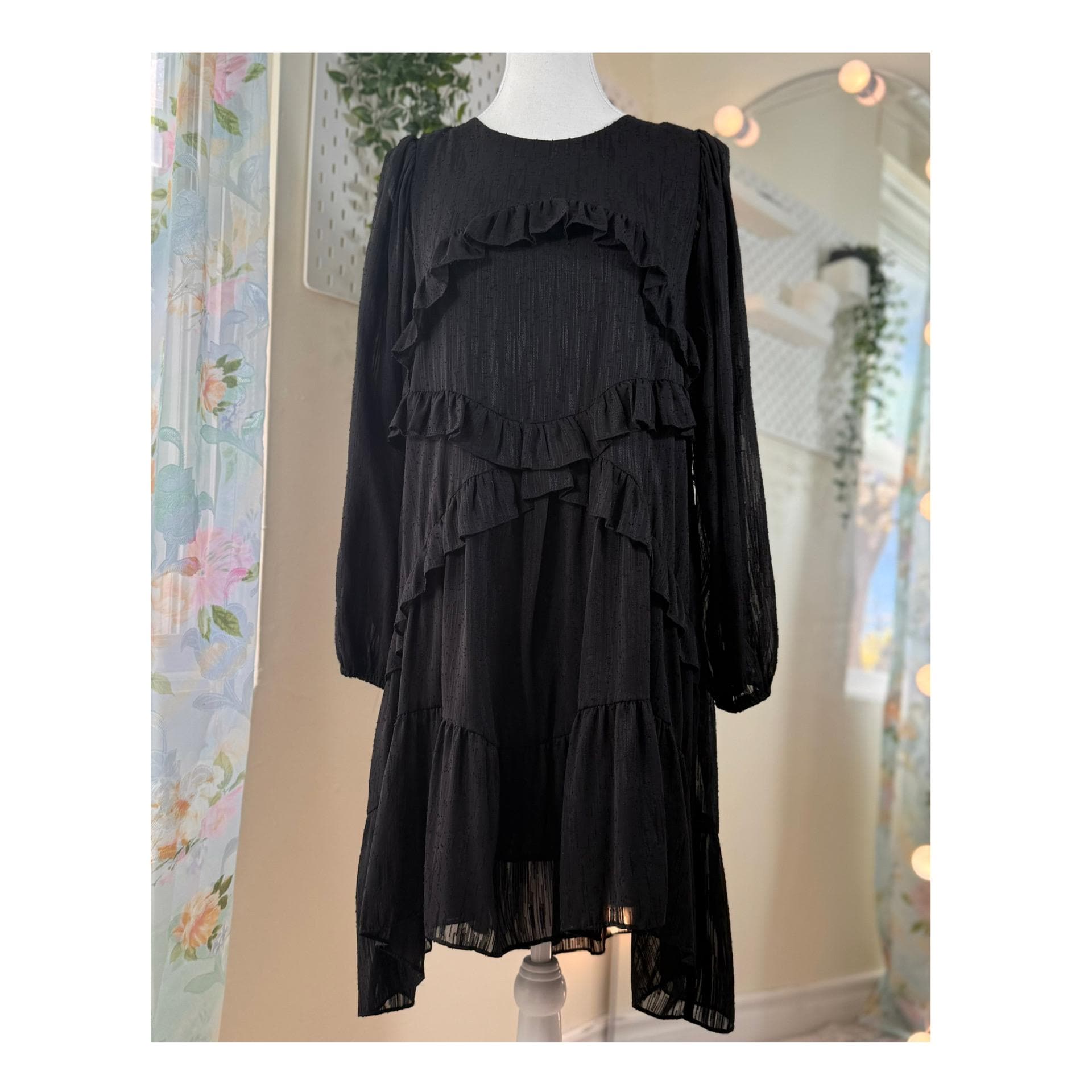 Long Black Dress With Ruffles - Etsy Long Black Dress With Ruffles - Etsy