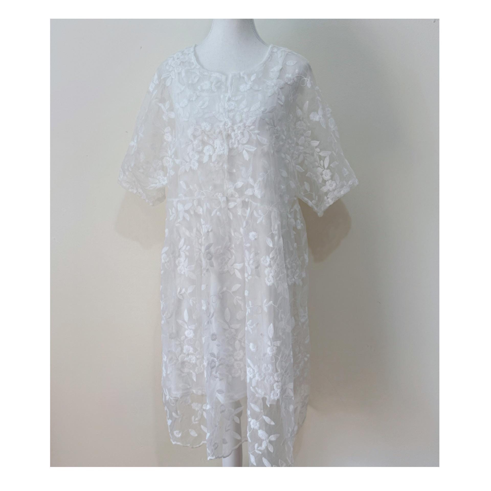 White Floral Embroidered Sheer Dress With Slip Romantic Lace Overlay Midi Boho Cottagecore Layered Wedding Guest Outfit - Etsy White Floral Embroidered Sheer Dress With Slip Romantic Lace Overlay Midi Boho Cottagecore Layered Wedding Guest Outfit - Etsy