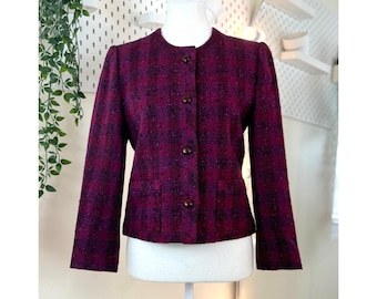 Vintage 100% Wolle Tweed Jacke Frauen Beschnitten Klassische Japanische Designer Blazer Minimalistische Strukturierte Jacke Herbst Winter Büro Arbeitskleidung