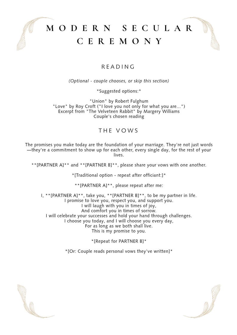 Wedding Officiant Script Template: 10 Editable Ceremony Vows (canva ...