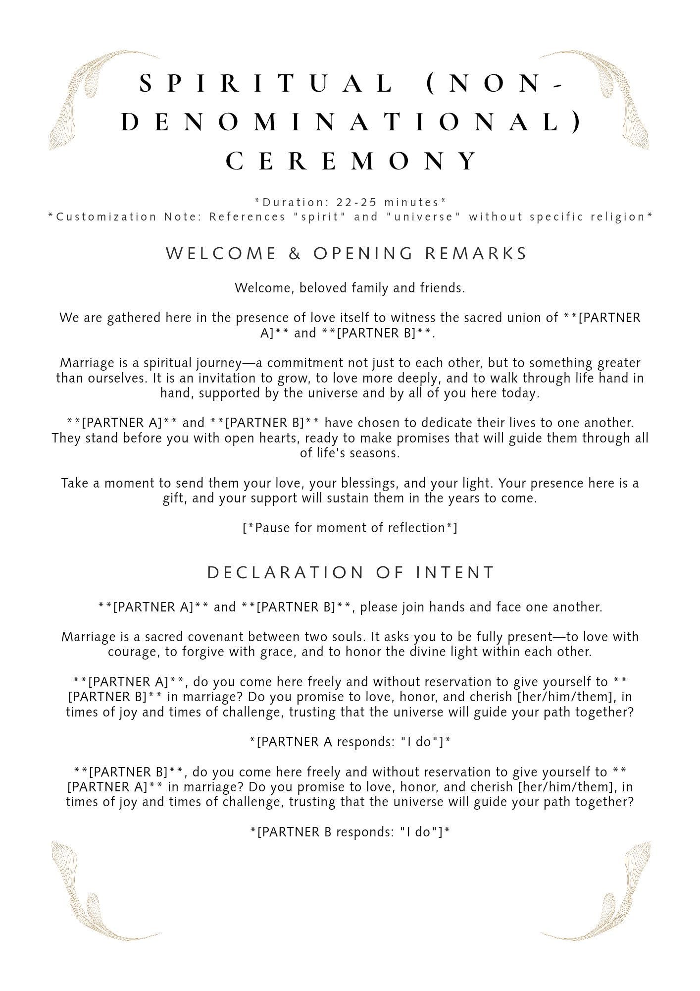 Wedding Officiant Script Template: 10 Editable Ceremony Vows (canva ...
