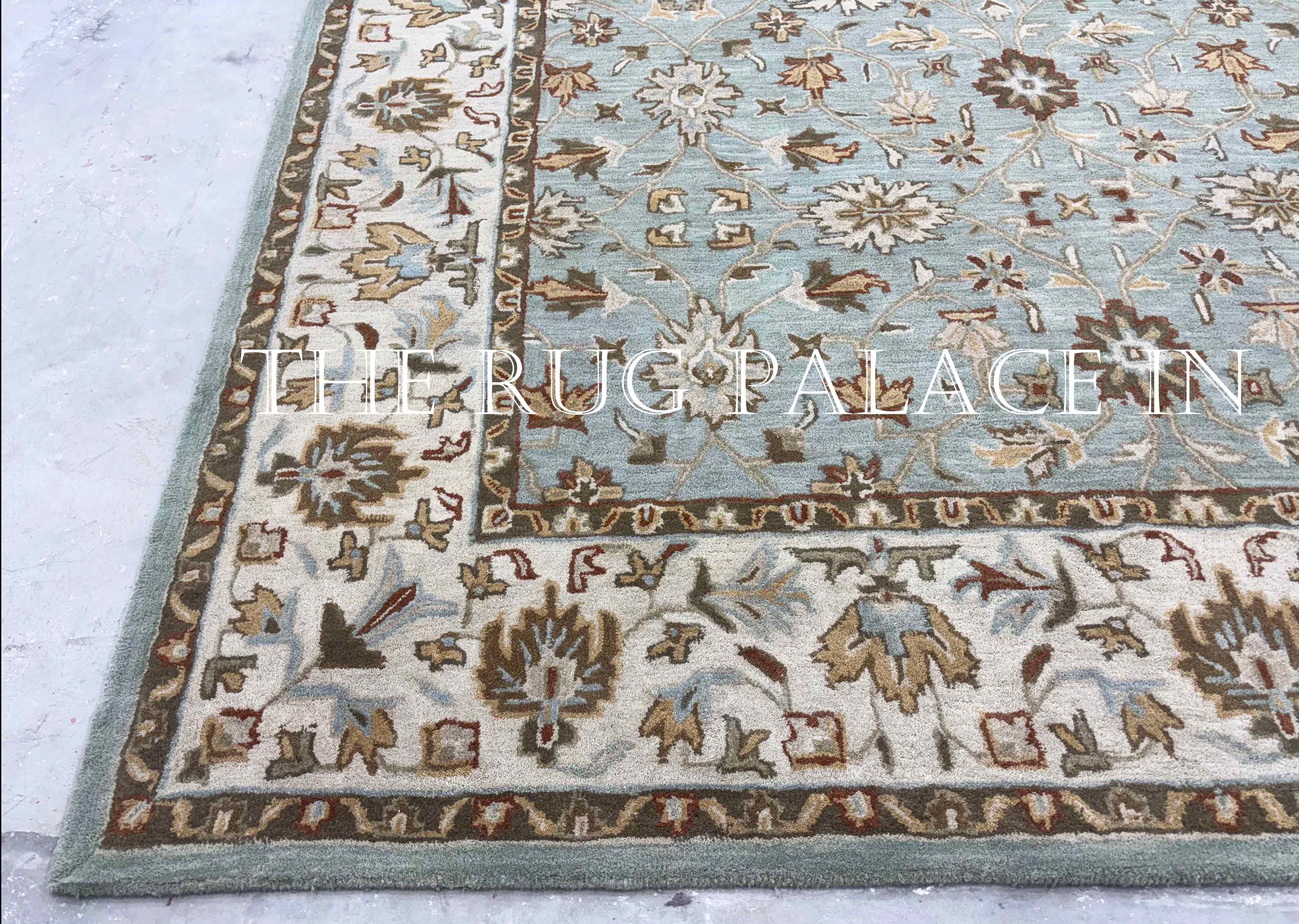 Blue Porcelain Rug Hand Tufted Wool Rug, Traditional Oriental Style 100% Woollen Area Rugs ...