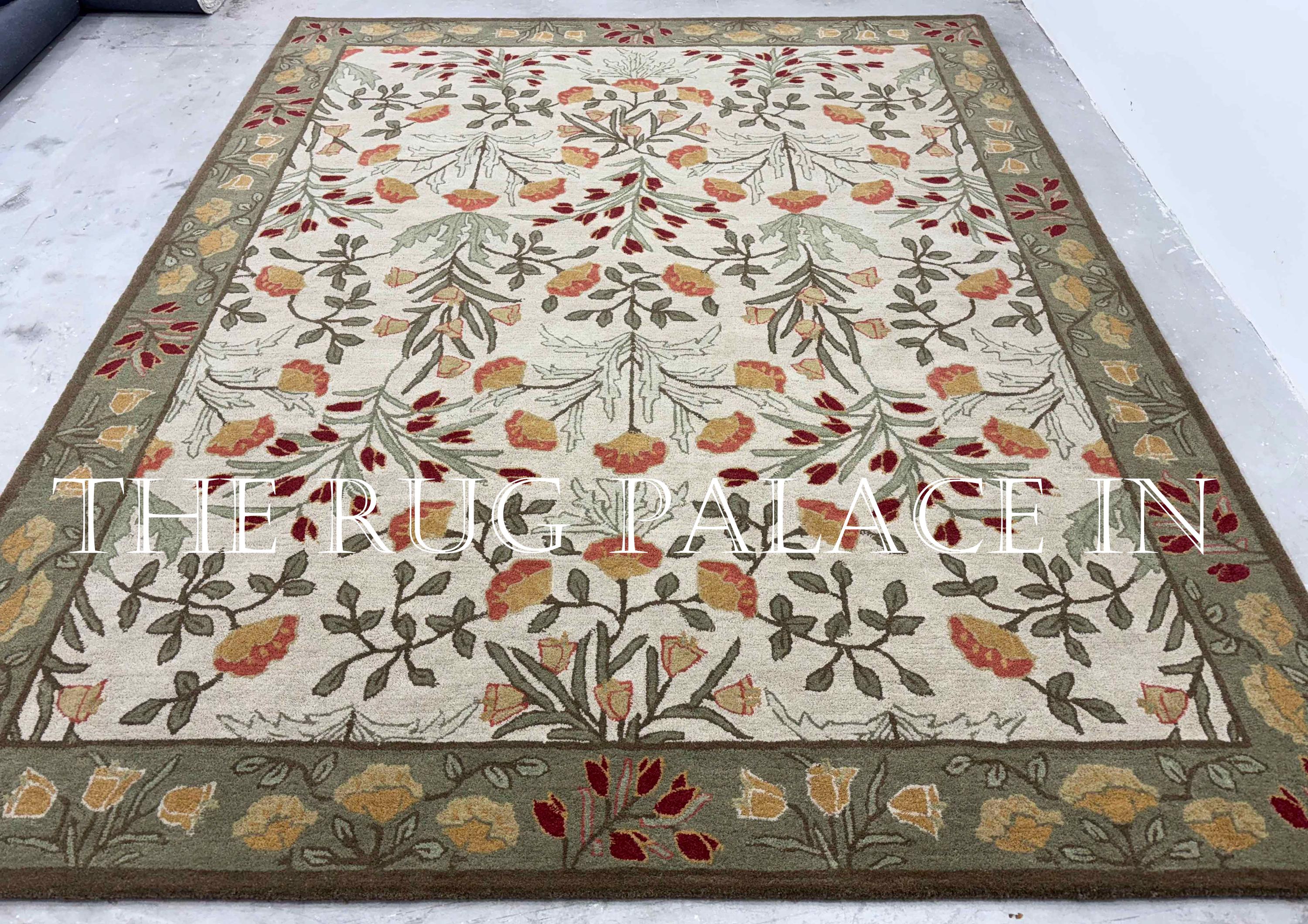 Hand Tufted Wool Rug, Floral Area Rug, Botanical Living Room Rug ...