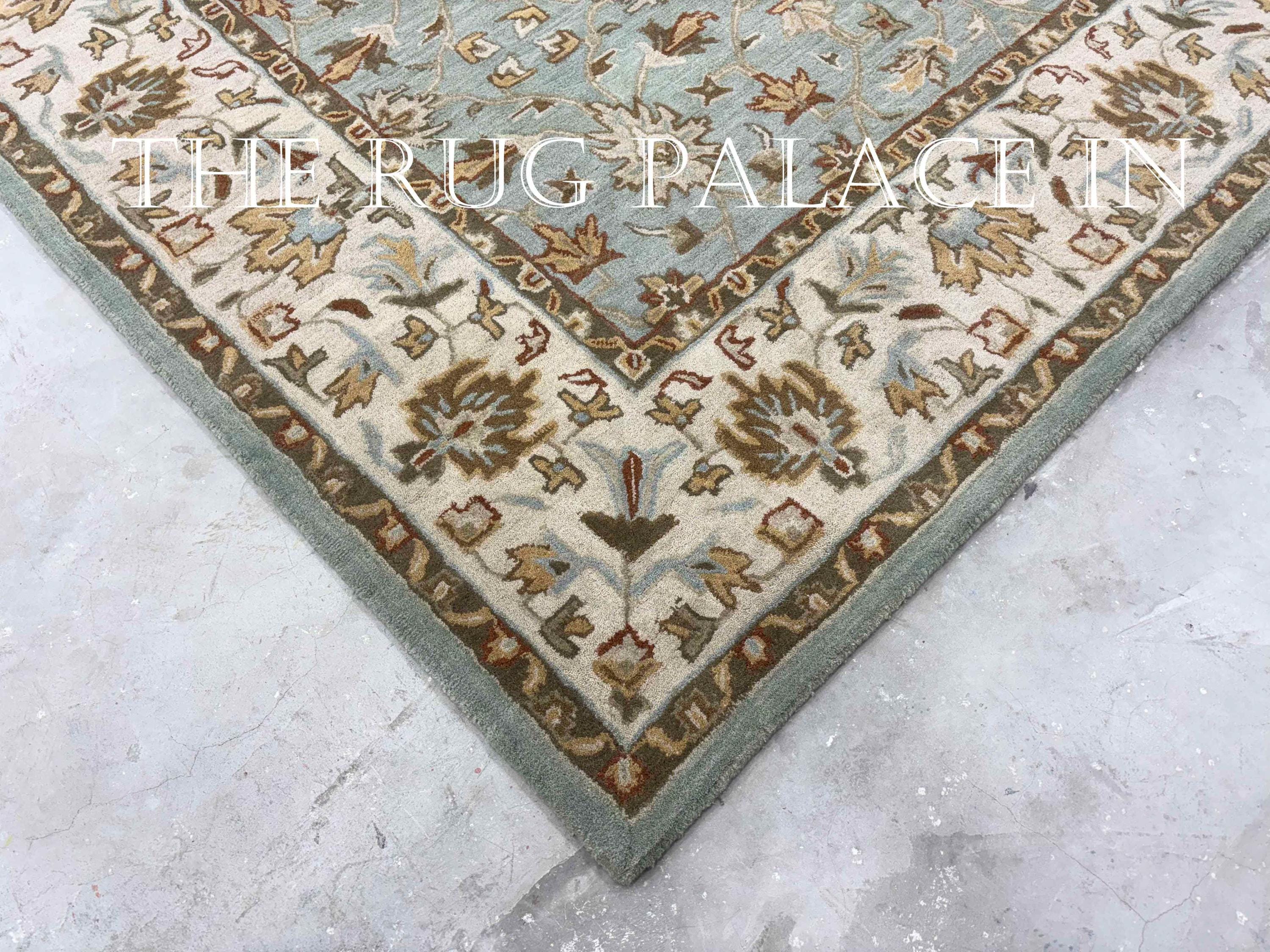 Blue Porcelain Rug Hand Tufted Wool Rug, Traditional Oriental Style 100% Woollen Area Rugs ...