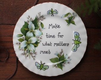 Moths & Butterflies Wall Plate - Inspirational Wall Art - The Vintage Pimp - Make Time For What Matters Most - Eco - Laura Lee Designs