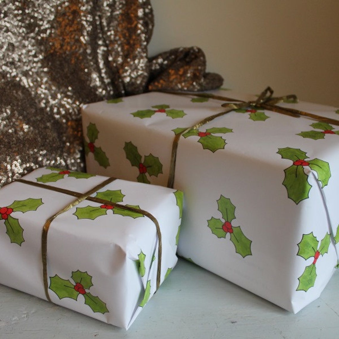Holly Gift Wrap Pack luxury christmas wrapping paper pack with Etsy