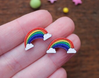 Rainbow Stud Earrings - Surgical Steel - Low allergy - Colourful Earrings - Keyworker Gift - Colourwalk - Pride - Hypoallergenic