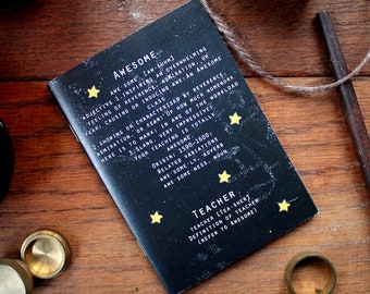 Awesome Teacher Notebook - Single Notebook - Funny Teacher's Gift - End of Term - Thank You - 100% Recycled - Eco Gift  - Chalkboard - Stars