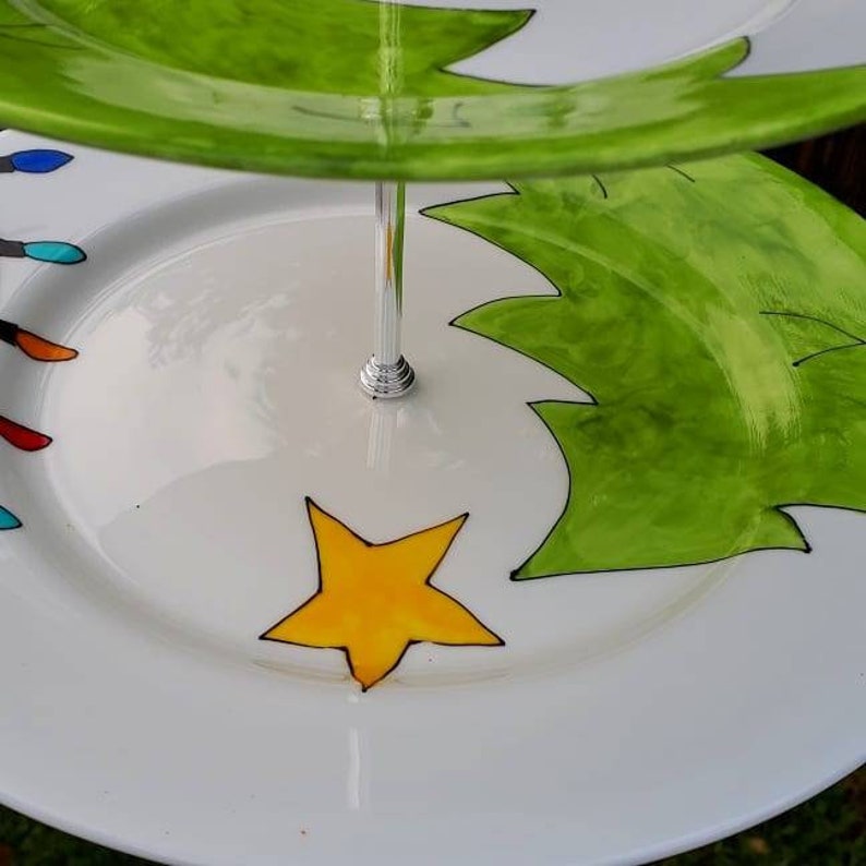 Retro Christmas colourful cake stand Christmas centrepiece vintage christmas