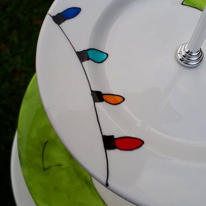 Retro Christmas colourful cake stand Christmas centrepiece vintage christmas