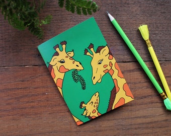 Giraffe Notebook - Single Pocket Notebook - Zoo Animals - 36 Plain Pages - 100% Recycled - Eco - Laura Lee Designs