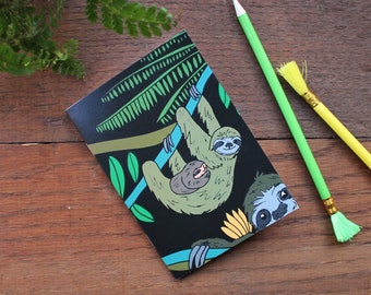 Sloth Notebook - Single Pocket Note Book - Zoo Animals - 36 Plain Pages - 100% Recycled - Eco