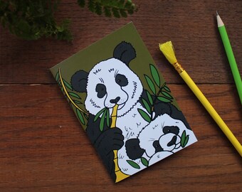 Panda Notebook - Single Pocket Notebook - Zoo Animals - 36 Plain Pages - 100% Recycled - Eco