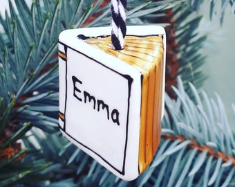 Personalised Bauble - Book Tree Ornament - Reading Gift - Date & Name Decoration - Hand Painted - Teacher Gift - Laura Lee Designs