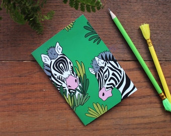 Zebra Notebook - Single Pocket Note Book - Zoo Animals - 36 Plain Pages - 100% Recycled - Eco - Laura Lee Designs