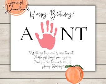 Aunt Birthday Handprint Art: DIY Poem Gift (Digital Download, PDF File 8.5x11in)