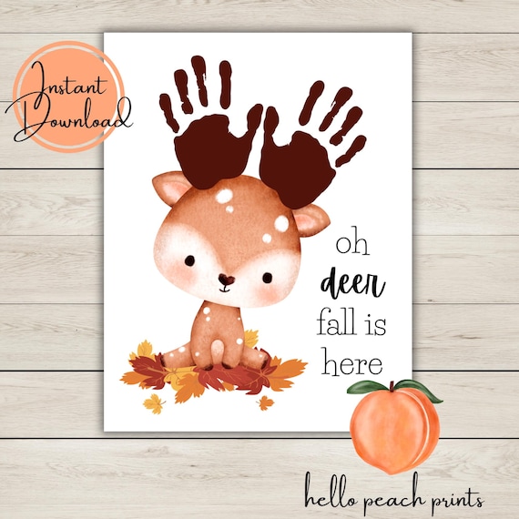 Oh Deer Fall Handprint Craft, Kids Autumn Printable Activity, DIY Handprint Art for Children, Fall Classroom Craft (Instant PDF Download)
