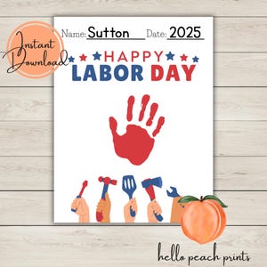 Labor Day Handabdruck Handwerk: Kinder Aktivität, Andenken Kunst (PDF Download)
