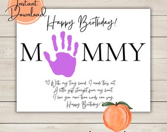 Happy Birthday Mom Handprint Poem Craft: Kids DIY Gift (PDF Download