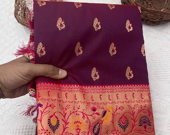 Wijn Paithani Silk Saree | Zari Weaving, Meenakari Peacock Pallu