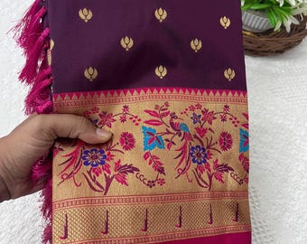 Frauen Soft Silk Paithani Saree Neu