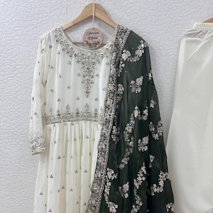 Georgette Designer Beautfiul White Anarkali Suit ,Full Stitched Pakistani Wedding Outfit for Women Readymade Indian Dress Ethnic salwar suit