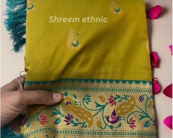 Soft Paithani Silk Saree: Meenakari Zari Peacock Weave