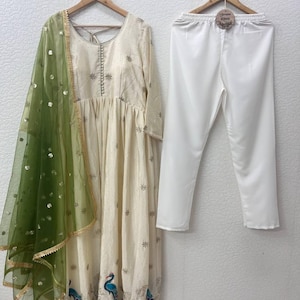Embroidered Anarkali Gown: Indian Wedding Outfit, Dola Silk Suit