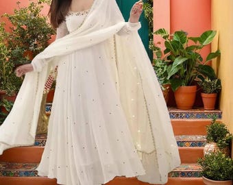 Indian Wedding Anarkali Suit Designer Embroidery Work Gown Fancy Punjabi Suits Pakistani Wedding Outfit Reaymade  Heavy Anarkali Gown Dress