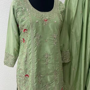 Wedding Wear Beautiful Pale\Green Sharara Palazzo Set Dupatta Designer Ethnic Wear 3piece Indian Heavy Embroidery Dress Wedding Dress Suit