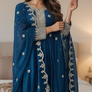 Stylish Ready To Wear Gown For Women With Embroidery Sequence Work, Wedding Gown For Women, Anarkali Gown ,Indian Women Ethnic Outfits