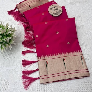 Paithani Silk Saree: Peacock & Munia Border, Handwoven Zari