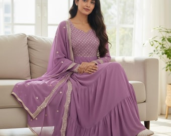 Anarkali Gown with Zari Embroidery, Wedding Indian Ethnic Outfit