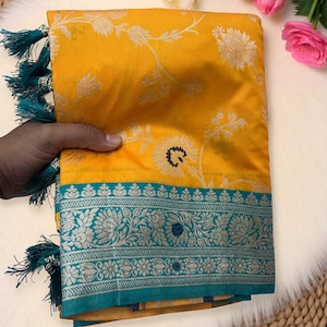 Banarasi Silk Saree: Zuid-Indiase bruiloftskleding met jacquardweefsel en kwastjes