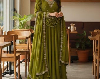 Embroidered Georgette Anarkali Gown | Indian Wedding Outfit