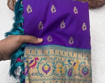 Prachtige Maharashtrian Paithani Silk Saree USA Pure Yeola Silk Rich Zari Pallu, Wedding Saree For Women, Indiase Designer Paithani Saree