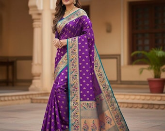 Handwoven Paithani Silk Saree | Zari Weaving, Bridal Indian Saree
