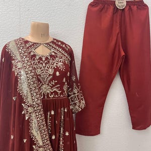 Embroidered Sequin Anarkali Gown: Indian Wedding Dress, Pakistani Style